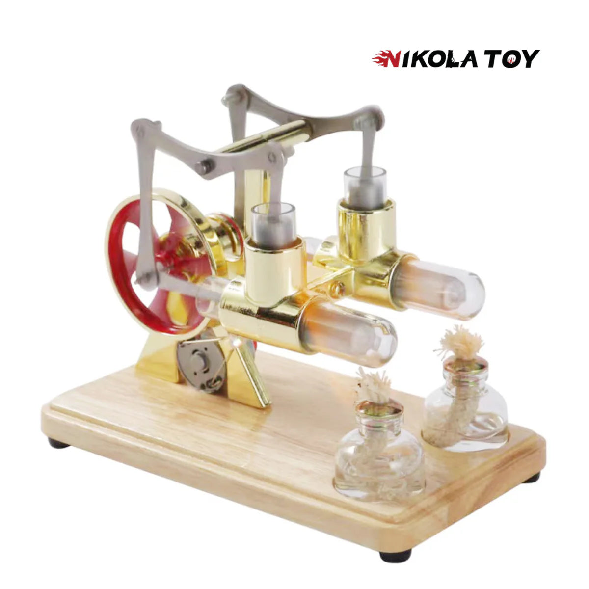 NIKOLATOY® Bamboo based twin cylinder Stirling engine