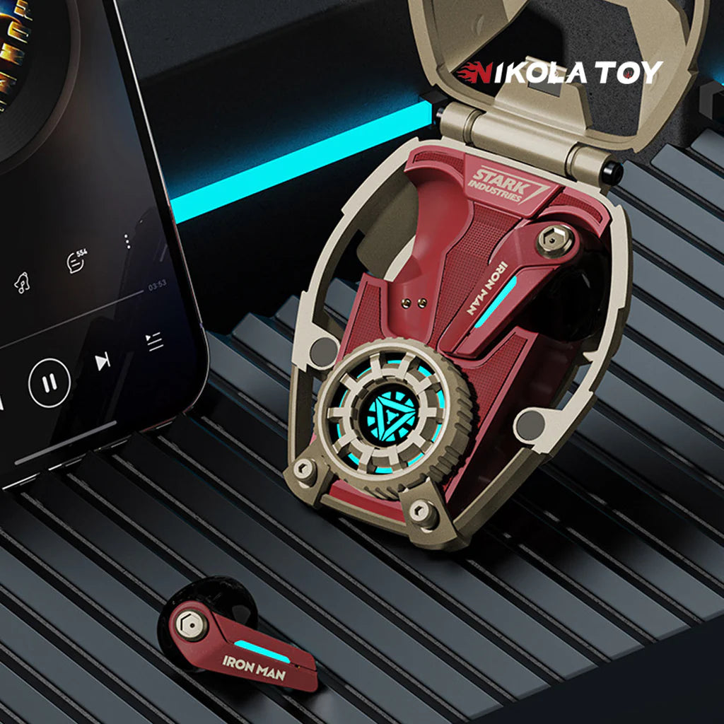 NIKOLATOY® & Marvel Iron Man Mech Bluetooth Noise cancelling Earphones