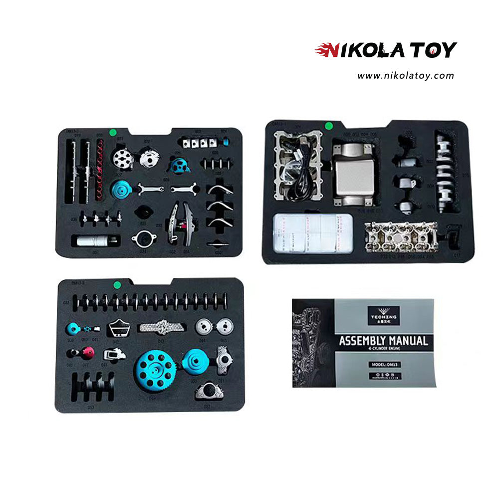 NikolaToy™ TECHING L4 Car Engine Model Full Metal Assembling Four-cylinder Building Kits