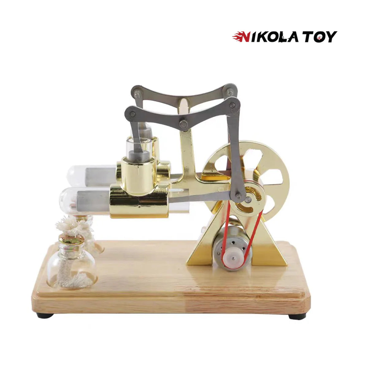 NIKOLATOY® Bamboo based twin cylinder Stirling engine