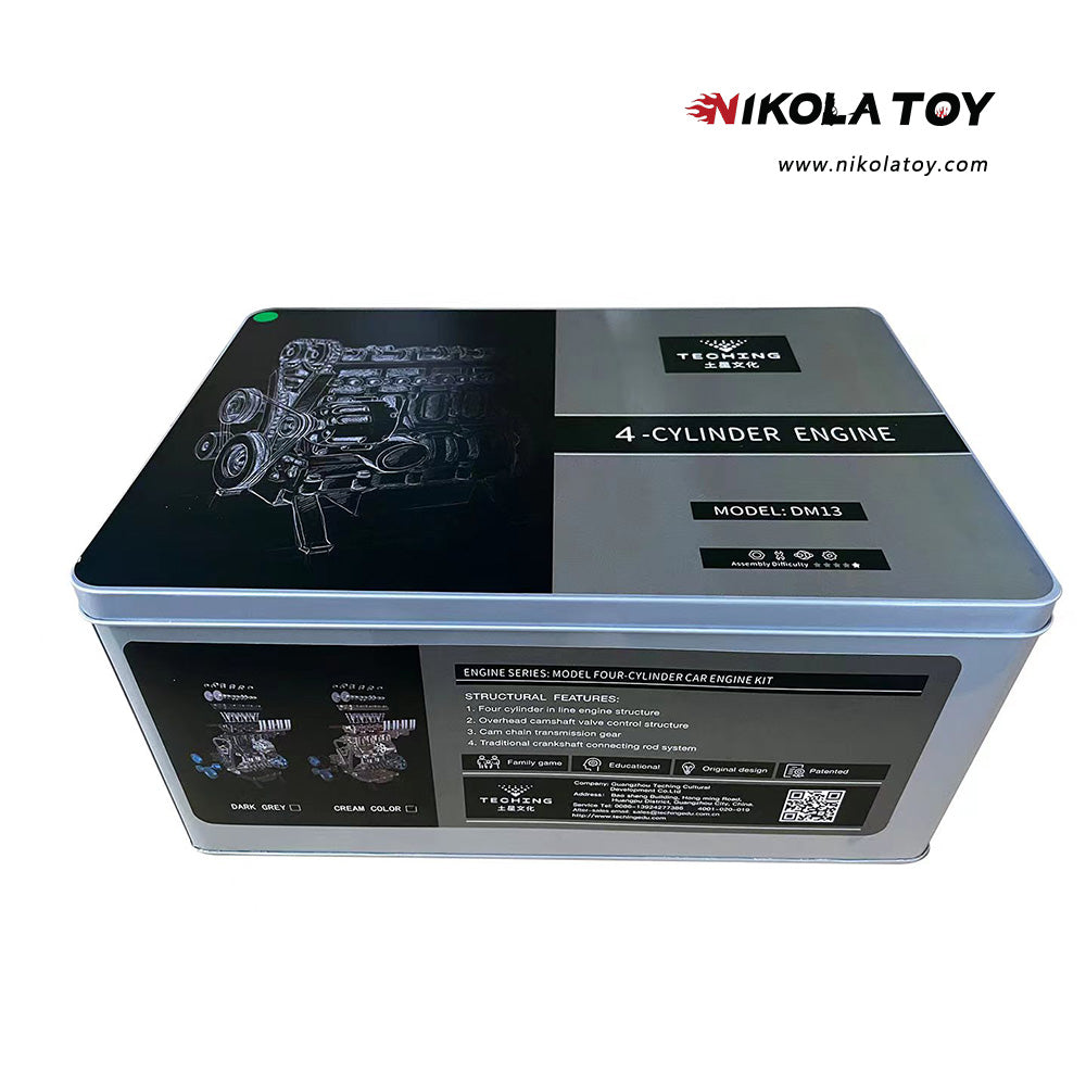NikolaToy™ TECHING L4 Car Engine Model Full Metal Assembling Four-cylinder Building Kits