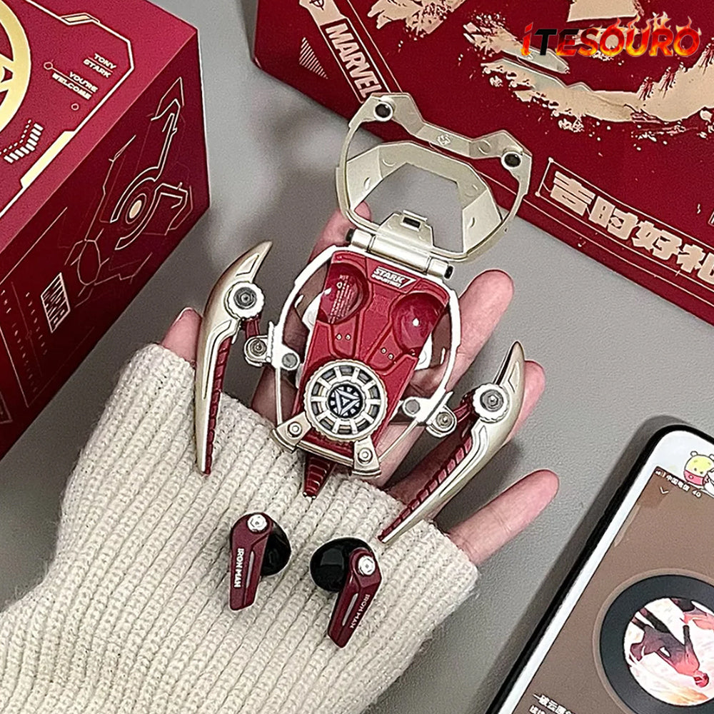 NIKOLATOY® & Marvel Iron Man Mech Bluetooth Noise cancelling Earphones