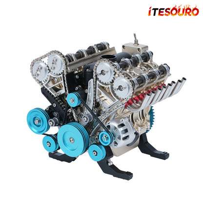 NikolaToy® TECHING V8 Car Engine Model Full Metal Assembling 8-cylinder 500+Pcs Building Kits