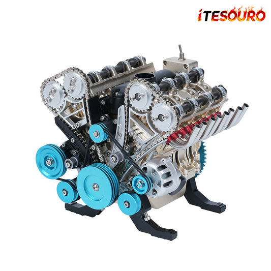 NikolaToy® TECHING V8 Car Engine Model Full Metal Assembling 8-cylinder 500+Pcs Building Kits