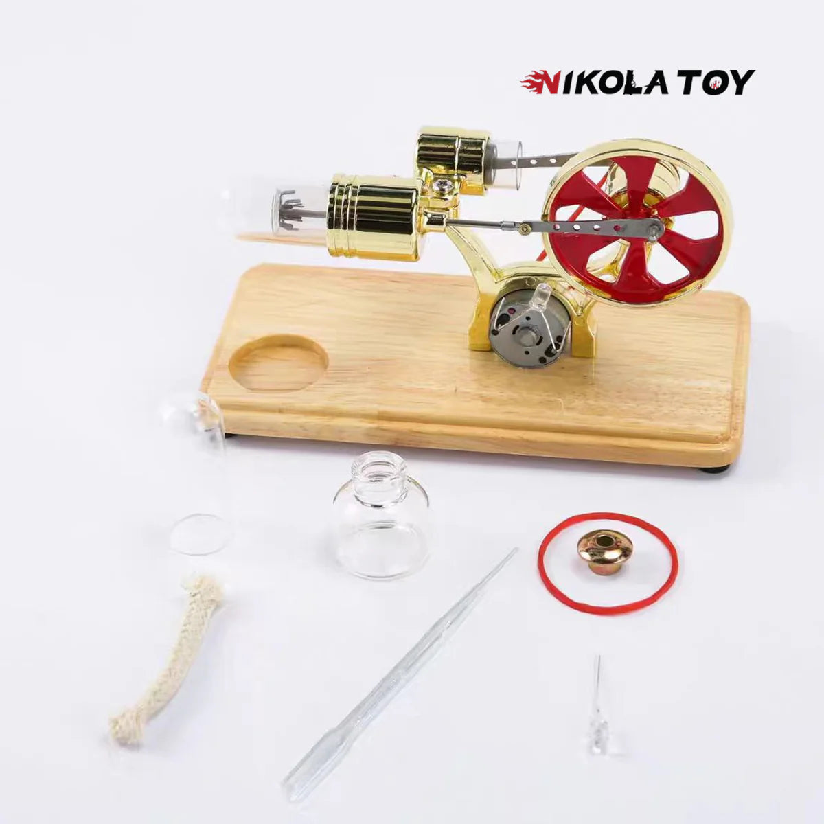 NIKOLATOY® Bamboo based single cylinder Stirling engine