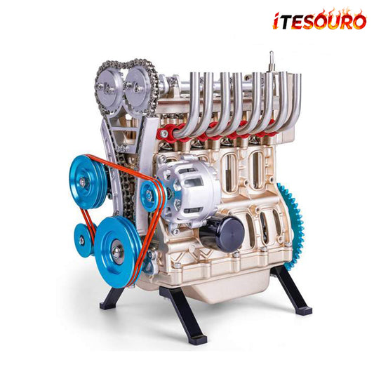 NikolaToy™ TECHING L4 Car Engine Model Full Metal Assembling Four-cylinder Building Kits