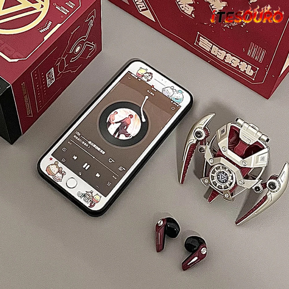 NIKOLATOY® & Marvel Iron Man Mech Bluetooth Noise cancelling Earphones