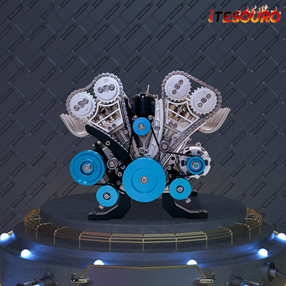 NikolaToy® TECHING V8 Car Engine Model Full Metal Assembling 8-cylinder 500+Pcs Building Kits
