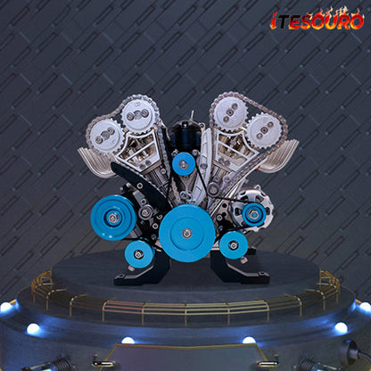 NikolaToy® TECHING V8 Car Engine Model Full Metal Assembling 8-cylinder 500+Pcs Building Kits