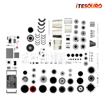 NIKOLATOY®Turbofan Engine Model Kit that Works F35 Military Fighter Jet Engine Kits 600+PCS