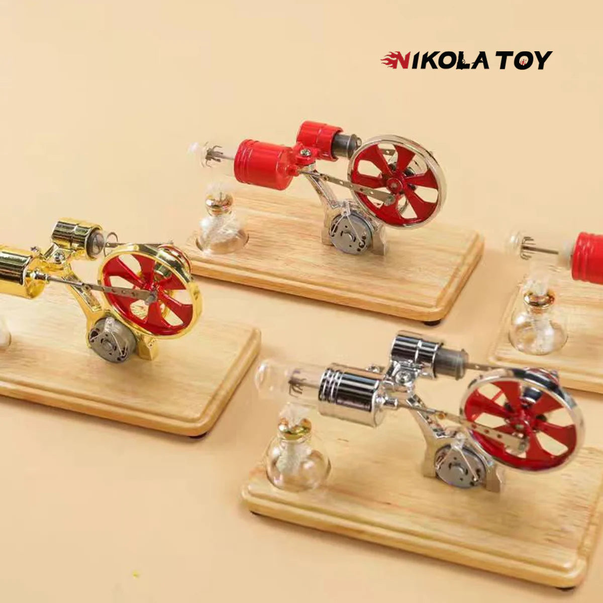 NIKOLATOY® Bamboo based single cylinder Stirling engine