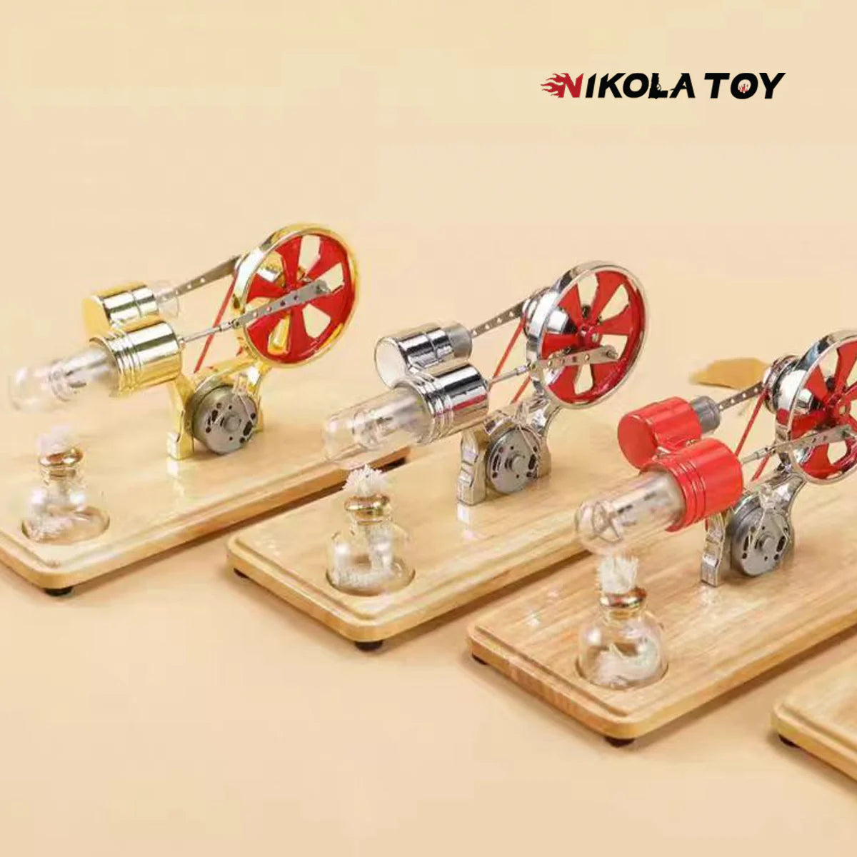 NIKOLATOY® Bamboo based single cylinder Stirling engine