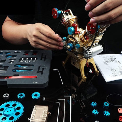 NIKOLATOY® TECHING Alloy Mini Manual Assembly V2 Double-cylinder Model Kits