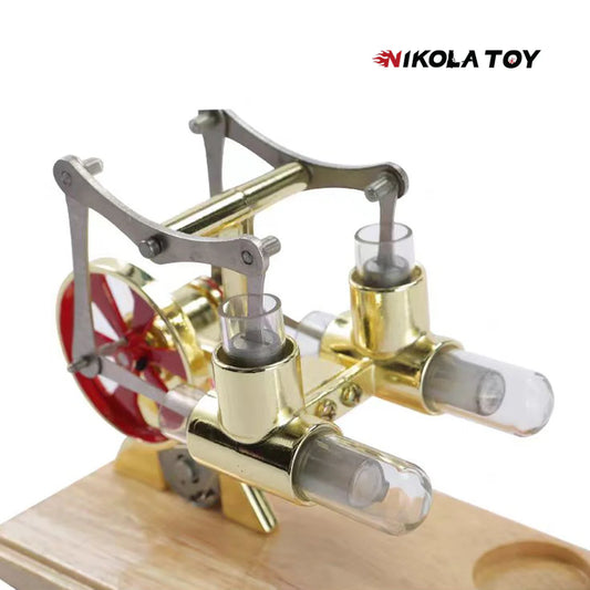 NIKOLATOY® Bamboo based twin cylinder Stirling engine