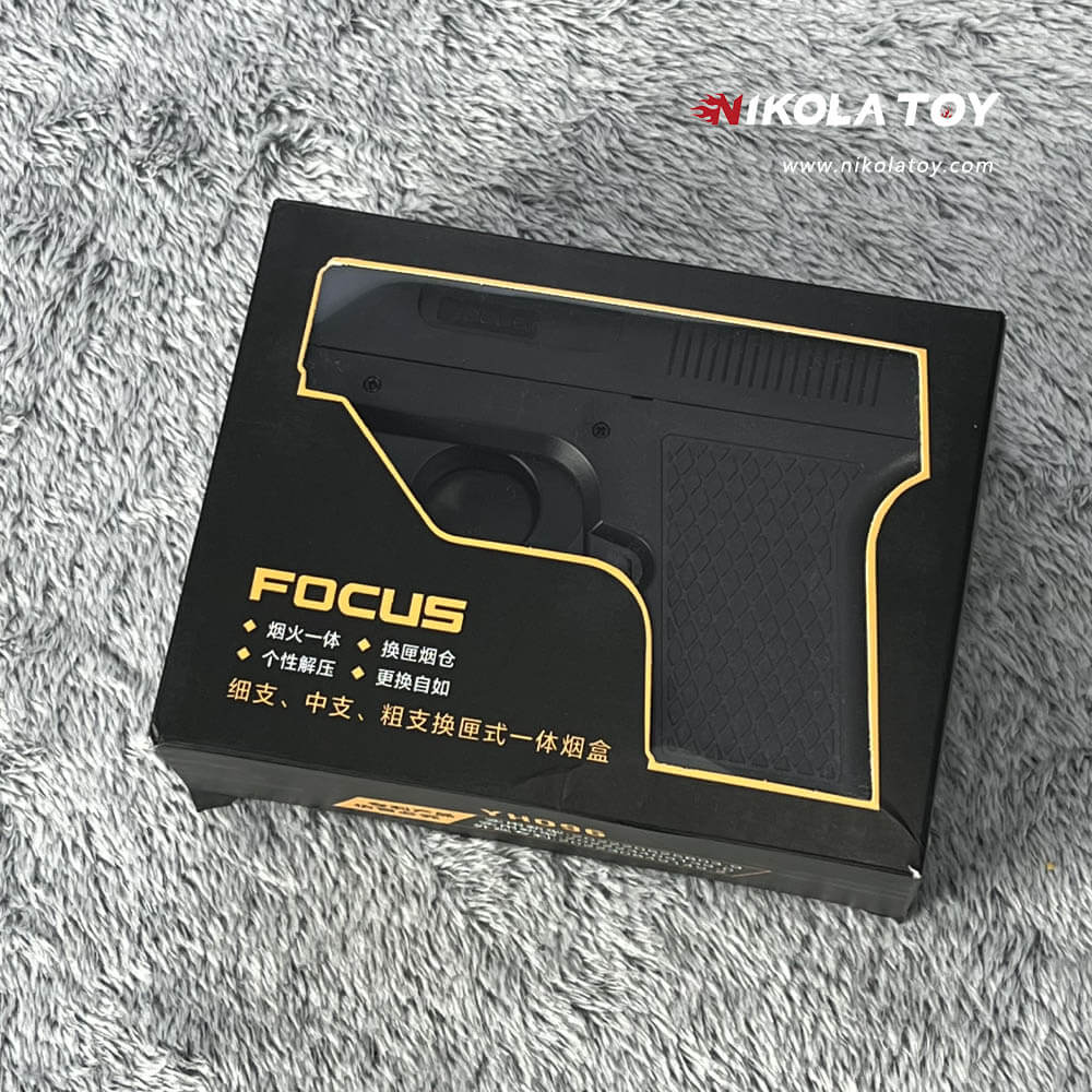 NikolaToy™ Gun type cigarette lighter with 3 replaceable magazine clips