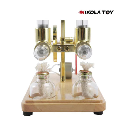 NIKOLATOY® Bamboo based twin cylinder Stirling engine